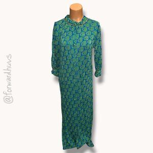 Vintage 1960s Metallic Gold Lurex Brocade Paisley Maxi Dress Gown